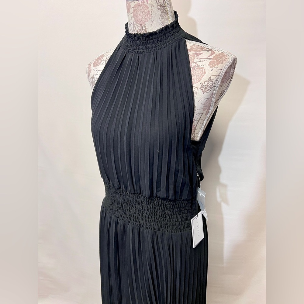 1 STATE‎ Black halter neck pleated skirt midi dress size S. - Picture 10 of 16